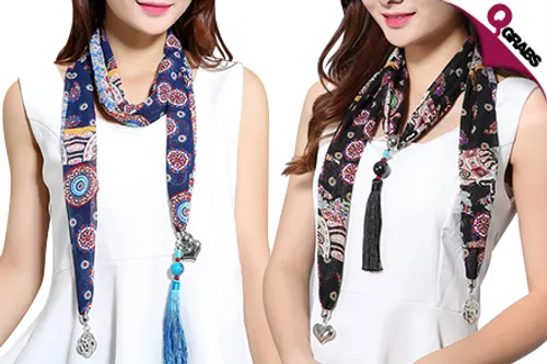 For QR59 Wrap Up with Colorful Pendant Scarves - Available in Six Designs! (QR99 Value)